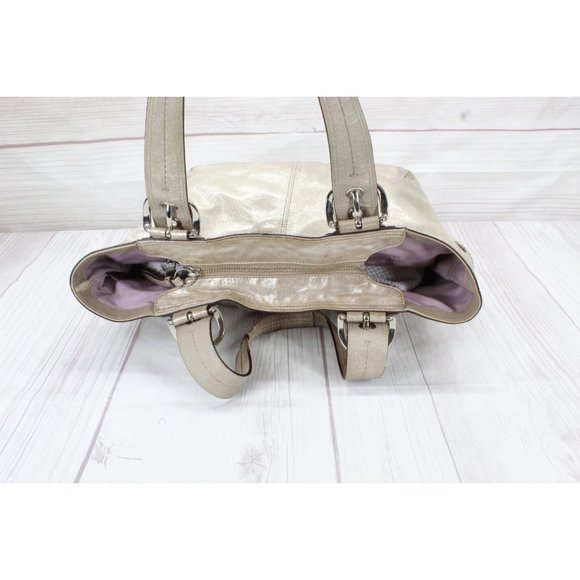 Coach Soho Metallic Gold Leather Pleated Carryall Studded Hobo Shoulder Bag - Picture 6 of 10